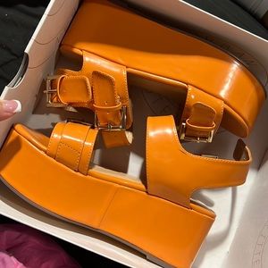 Urban Outfitters Orange Platform Sandals